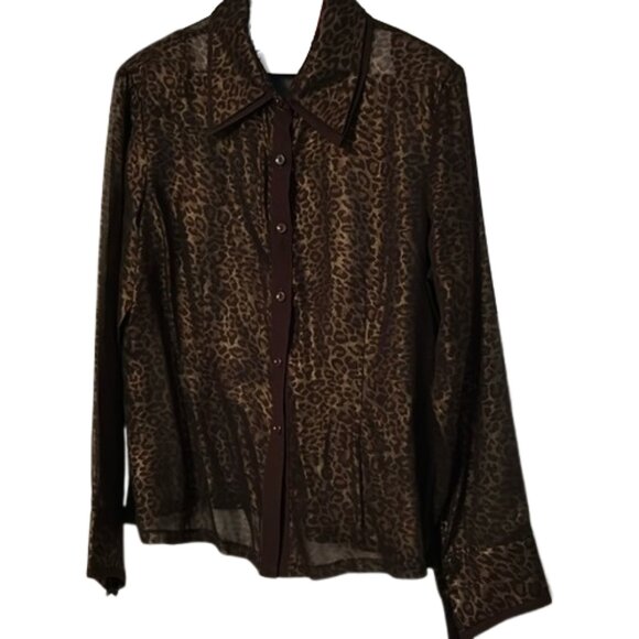 13. Nabi‎ NWOT leopard blouse Large - Picture 1 of 6